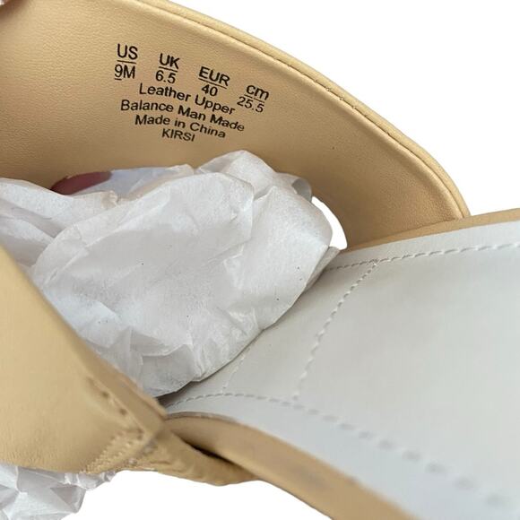 Franco Sarto Kirsi Beige Tan Leather Slide Heel Sandal size 9 - Picture 10 of 12